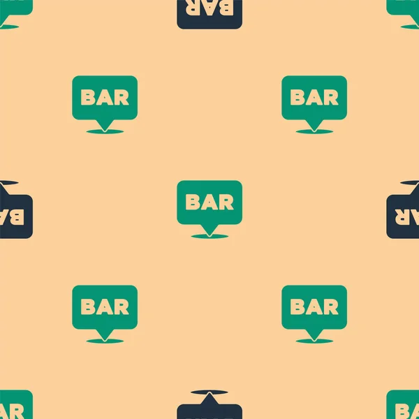 Zielony Czarny Alkohol Lub Piwo Bar Lokalizacja Ikona Izolowane Płynny — Wektor stockowy
