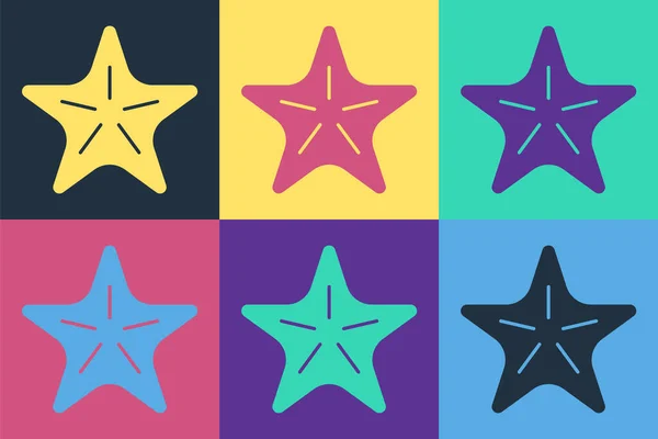 Pop Art Icono Estrella Mar Aislado Sobre Fondo Color Vector — Vector de stock