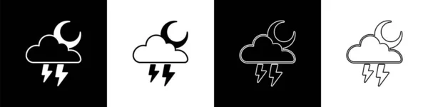 Establecer Tormenta Icono Aislado Sobre Fondo Blanco Negro Nube Con — Archivo Imágenes Vectoriales