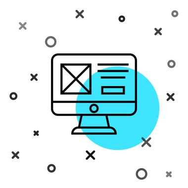 Beyaz arkaplanda siyah çizgi UI veya UX tasarım simgesi izole edildi. Rastgele dinamik şekiller. Vektör.