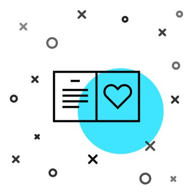 Siyah çizgi sevgililer günü parti broşürleri beyaz arka planda izole edilmiş. Kutlama için davetiye ya da tebrik kartı şablonu. Rastgele dinamik şekiller. Vektör.