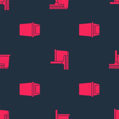 Çöp tenekesini, paspası ve kovayı kusursuz desene ayarlayın. Vektör