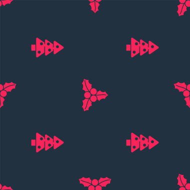 Noel ağacı ve viburnum 'u kusursuz desene ayarlayın. Vektör