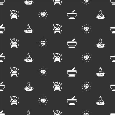 Havan topu ve tokmak, şişedeki zehir, sihirli top ve elmas kusursuz desenli. Vektör