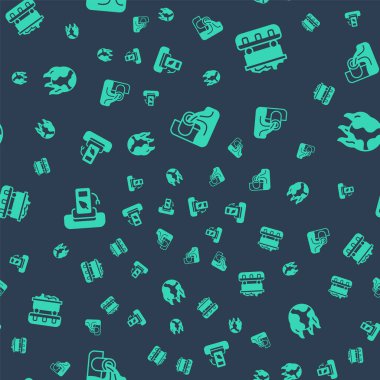 Atık su, Kömür treni vagonu, benzin ya da benzin istasyonu ve küresel ısınma ateşini kusursuz bir şekilde ayarlayın. Vektör