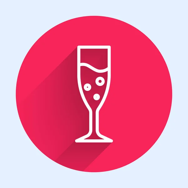 Ligne Blanche Verre Icône Champagne Isolé Avec Une Longue Ombre — Image vectorielle