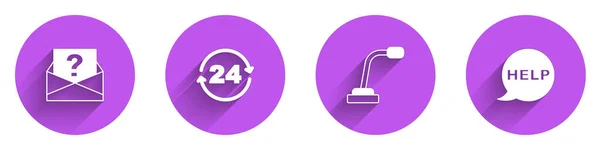 Ställ Kuvert Med Frågetecken Telefon Timmars Support Mikrofon Och Speech — Stock vektor