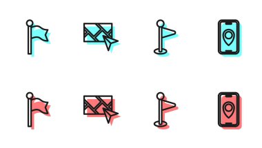 Satır konumlama işareti, şehir haritası navigasyon ve simge ayarlayın. Vektör