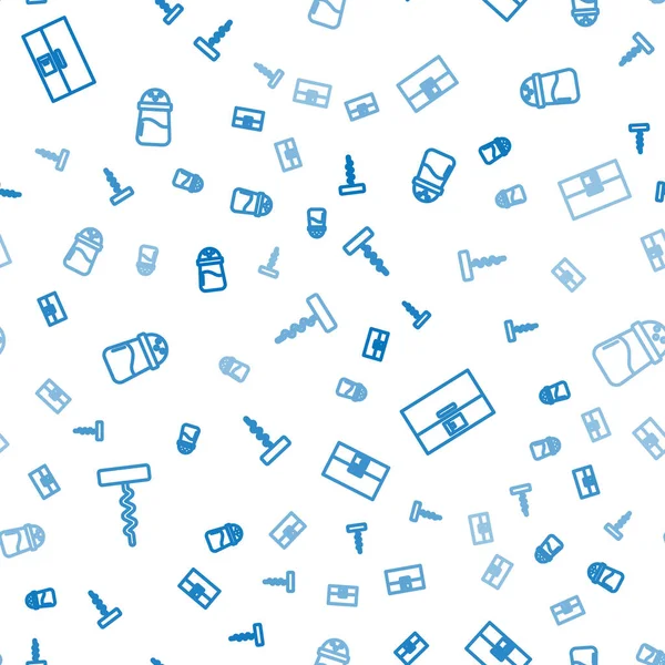 Şarap tirbuşonu, buzdolabı ve tuz hattını kusursuz desene ayarlayın. Vektör