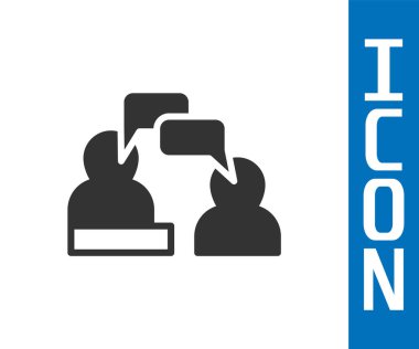 Gri İki Oturan Adam konuşan ikon beyaz arka planda izole. Konuşma balonu sohbeti. İleti simgesi. İletişim ya da yorum sohbet sembolü. Vektör