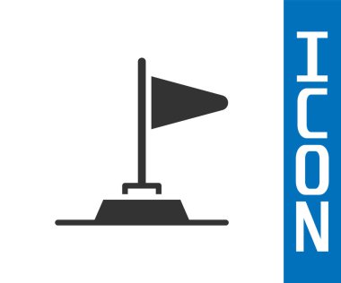 Beyaz arkaplanda gri bayrak simgesi izole edildi. Zafer, kazanmak ve zorluk konseptini fethetmek. Vektör