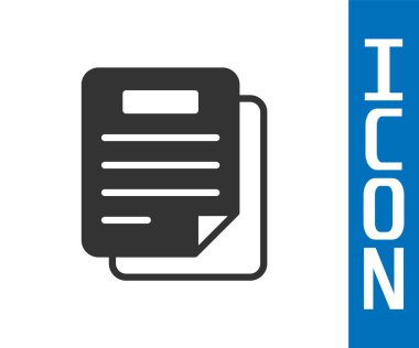 Gri Belge simgesi beyaz arkaplanda izole edildi. Dosya simgesi. Kontrol listesi simgesi. İş konsepti. Vektör