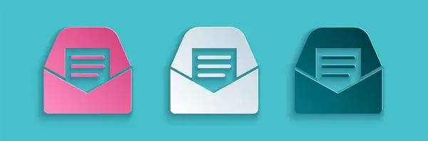 Kağıt kesiği Posta ve e-posta simgesi mavi arkaplanda izole edildi. Zarf sembolü e-postası. E- posta kodu. Kağıt sanatı tarzı. Vektör — Stok Vektör