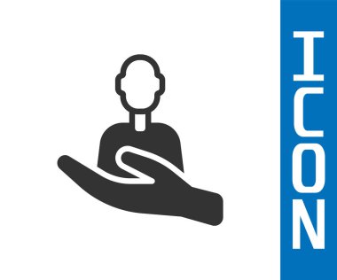 Beyaz arka planda izole edilmiş insanlara bakmak. Müşteri hizmetleri tabelası. Hasta bakımı ikonu. Servis desteği. Vektör