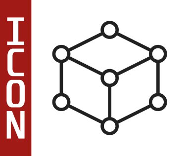 Beyaz arkaplanda siyah çizgi Isometric küp simgesi izole edildi. Geometrik küp katı simge. 3 boyutlu kare işareti. Kutu sembolü. Vektör