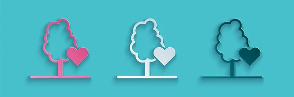 Papierschnitt Freiwilliges Team pflanzt Bäume auf blauem Hintergrund. Stellt den ökologischen Schutz, den Schutz von Pflanzen und Bäumen dar. Papierkunst. Vektor — Stockvektor
