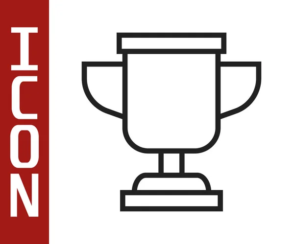 ไอคอนถ้วยรางวัลแบล็คไลน์ถูกแยกจากพื้นหลังสีขาว สัญลักษณ์ของผู้ชนะ ชิงแชมป์หรือถ้วยรางวัลการแข่งขัน สัญญาณความสําเร็จด้านกีฬา เวกเตอร์ — ภาพเวกเตอร์สต็อก
