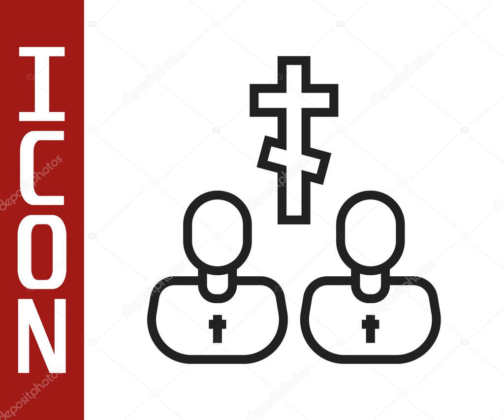 Black line Priest icon isolated on white background. Vector