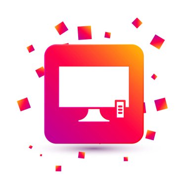 Beyaz Akıllı TV simgesi beyaz arkaplanda izole edildi. Televizyon tabelası. Kare renk düğmesi. Vektör İllüstrasyonu