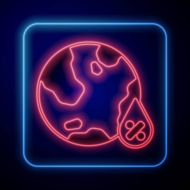 Parlayan neon damlası simgesi siyah arkaplanda izole edildi. Nem analizi. Vektör