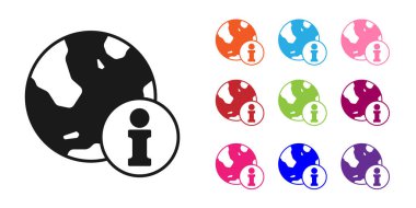 Siyah Bilgi simgesi beyaz arkaplanda izole edildi. Simgeleri renklendirin. Vektör