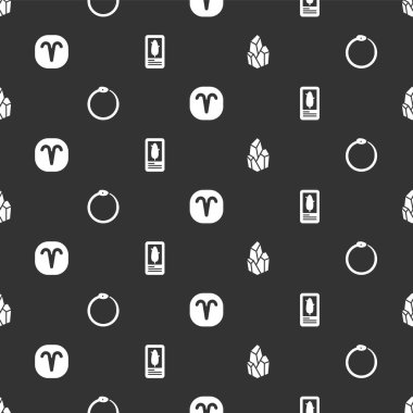 Sihirli taş, Ouroboros, Aries Zodyak ve Tarot kartlarını kusursuz desenli yap. Vektör