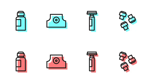 Set line Marker pen, Paint, gouache, jar, dye, Spray can nozzle cap and attachment icon. Vector — Stock Vector