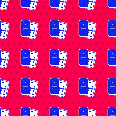 Mavi Domino simgesi kırmızı arkaplanda izole edilmiş. Vektör