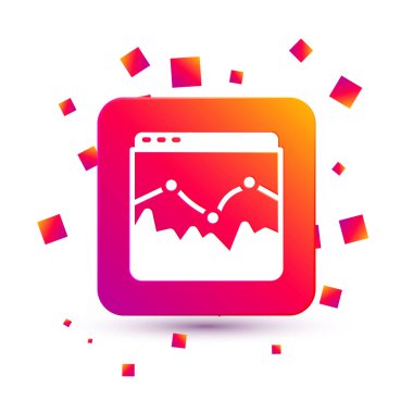 Beyaz Müzik Dalga Dengeleyici simgesi beyaz arkaplanda izole edildi. Ses dalgası. Ses dijital dengeleyici teknolojisi, konsol paneli, nabız müzikali. Kare renk düğmesi. Vektör