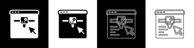 3D yazıcı ayarlama simgesini siyah ve beyaz arkaplanda izole et. 3D baskı. Vektör
