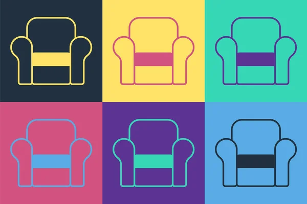 Pop Art Sessel Ikone isoliert auf farbigem Hintergrund. Vektor — Stockvektor