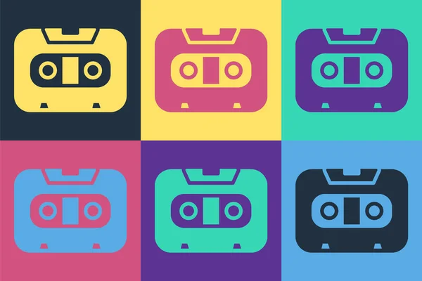 Pop art Rétro cassette audio icône de bande isolée sur fond de couleur. Vecteur — Image vectorielle