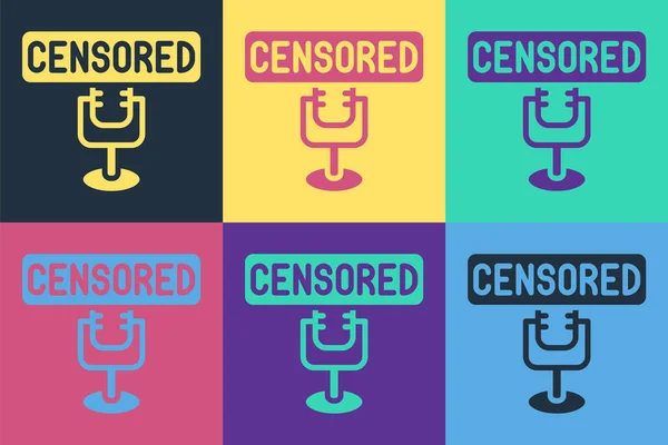 Pop konst Censored stämpel ikon isolerad på färg bakgrund. Vektor — Stock vektor
