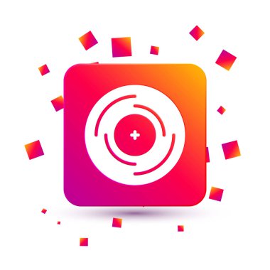 Beyaz Vinil disk simgesi beyaz arkaplanda izole edildi. Kare renk düğmesi. Vektör