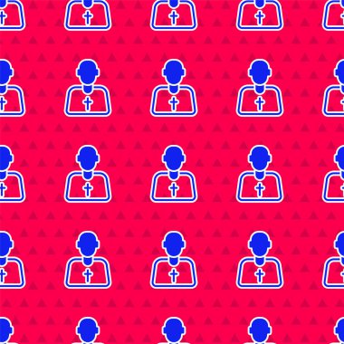 Mavi Rahip simgesi, kırmızı arkaplanda kusursuz desen izole etti. Vektör