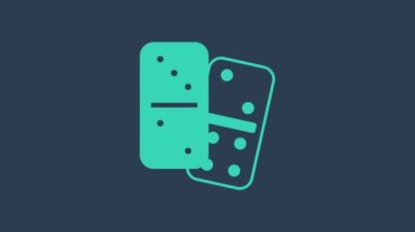 Turkuaz Domino simgesi mavi arkaplanda izole edildi. 4K Video hareketli grafik canlandırması