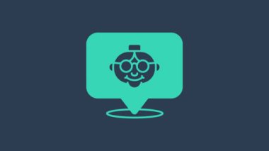 Turkuaz büyükanne ikonu mavi arka planda izole edilmiş. 4K Video hareketli grafik canlandırması