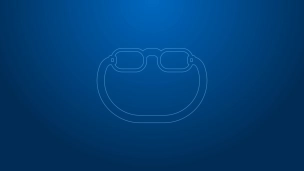 White line Eyeglasses icon isolated on blue background. 4K Video motion graphic animation — Stock Video