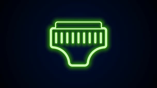 Glowing neon line Adult diaper icon isolated on black background. 4K Video motion graphic animation — Stock Video