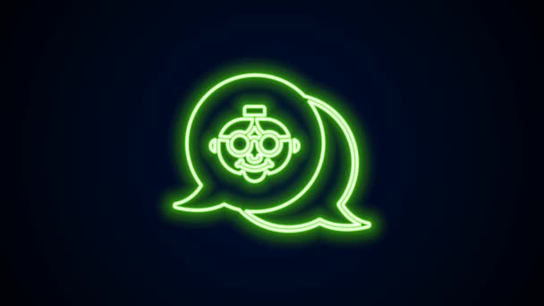 Linha de néon brilhante ícone da avó isolado no fundo preto. Animação gráfica em movimento de vídeo 4K — Vídeo de Stock