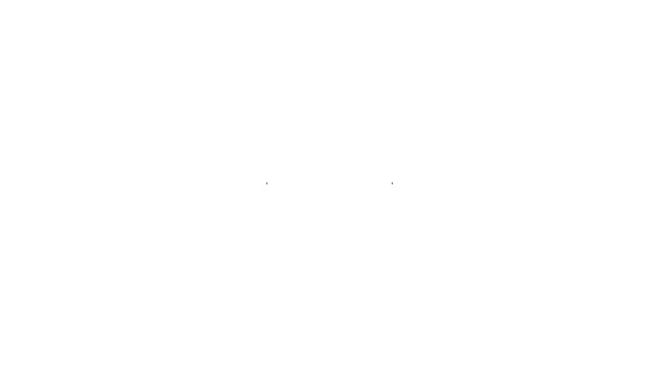Icono de zapatillas de línea negra aislado sobre fondo blanco. Señal de chanclas. Animación gráfica de vídeo 4K — Vídeos de Stock