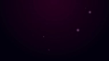 Parlayan neon hattı örgü simgesi siyah arkaplanda izole edildi. Örgü kumaş ve iğneli yün amblemi. El yapımı, örgü ya da terzi için etiket. 4K Video hareketli grafik canlandırması