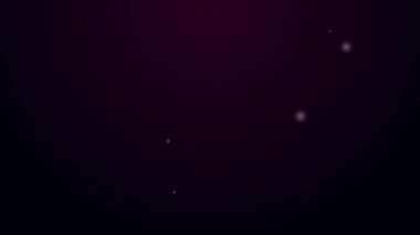 Siyah zemin üzerinde su ikonu olan parlak neon çizgisi. Soda bardağı. 4K Video hareketli grafik canlandırması