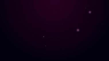 Parlak neon çizgisi dikdörtgen yastık simgesi siyah arkaplanda izole edilmiş. Yastık tabelası. 4K Video hareketli grafik canlandırması
