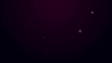 Parlayan neon hattı film kupası simgesi siyah arkaplanda izole edildi. Akademi ödülü ikonu. Filmler ve sinema sembolü. 4K Video hareketli grafik canlandırması
