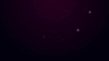 Siyah arkaplanda izole edilmiş ışık ikonu olan parlak neon makyaj aynası. 4K Video hareketli grafik canlandırması
