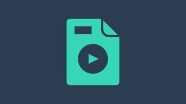 Turkuaz AVI dosya dökümanı. Avi düğmesi simgesi mavi arkaplanda izole edildi. AVI dosya sembolü. 4K Video hareketli grafik canlandırması