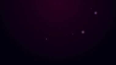 Parlayan neon hattı Retro ses kaset simgesi siyah arkaplanda izole edildi. 4K Video hareketli grafik canlandırması