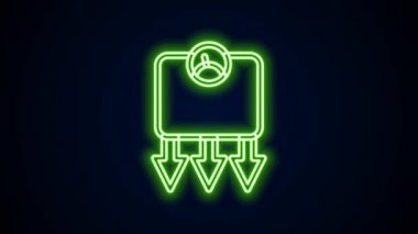 Parlayan neon hattı zayıflama simgesi siyah arkaplanda izole edildi. 4K Video hareketli grafik canlandırması