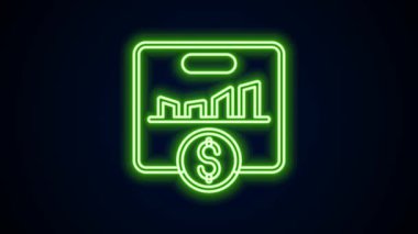 Parlayan neon hattı KPI - Anahtar performans göstergesi simgesi siyah arkaplanda izole edildi. 4K Video hareketli grafik canlandırması